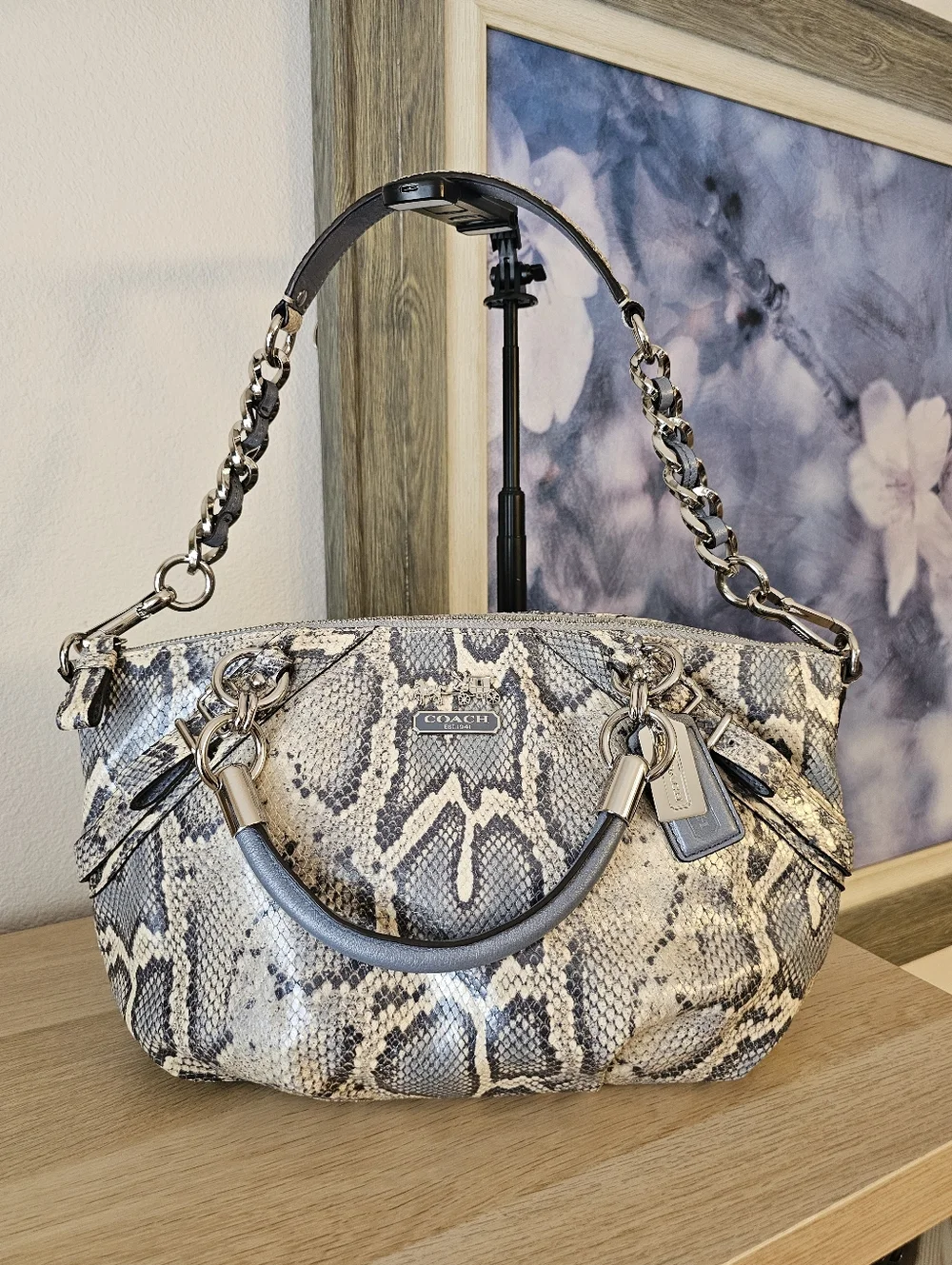 COACH Madison Python Sophia Satchel/Shoulder Bag - Picture 2 of 16